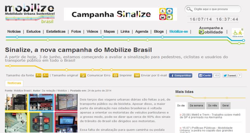 Mobilize Brasil: Campanha Sinalize Campanha Sinalize!