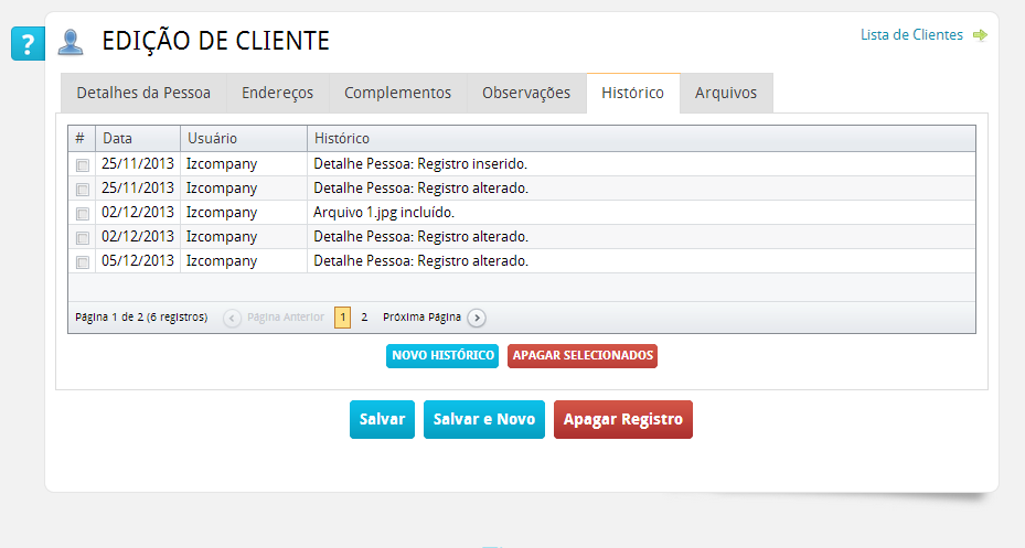 Observações: Tela disponível para o preenchimento de observações pertinentes ao cliente. Não é campo obrigatório.