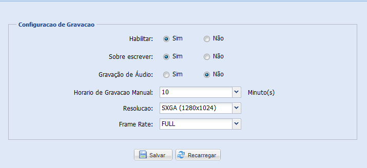 3.4 Gravação por tempo 3.4.1 Gravação Nota: Antes de configurar essa função, certifique-se de que um cartão micro SD esta conectado em sua câmera para salvar os vídeos.