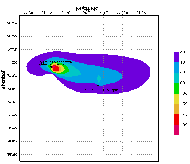 69 FIGURA 6.2.4.5: Valores médios de 24 horas para o dia 19/06/2003 ( g/m 3 ).