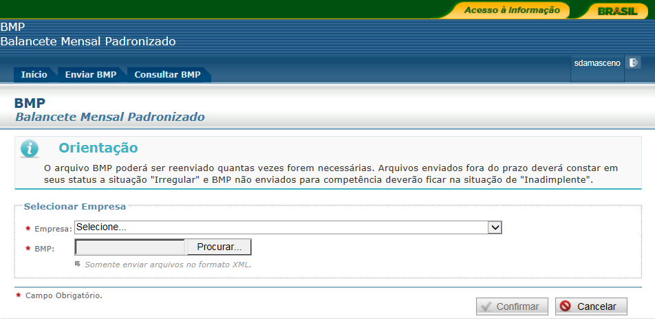 ANEXO I ENVIAR ARQUIVOS BMP O envio de arquivos BMP ocorre através do novo sistema BMP que é acessado através do endereço: http://bmp2.aneel.gov.br.