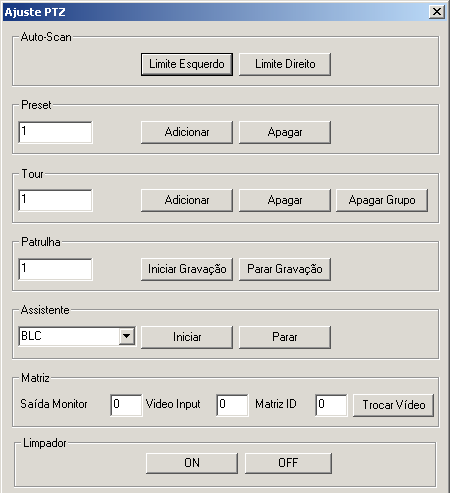 exibida conforme a figura a seguir: Ajuste PTZ Auto-Scan 1. Defina o limite esquerdo posicionando a câmera no local desejado; 2. Clique em Limite Esquerdo; 3.