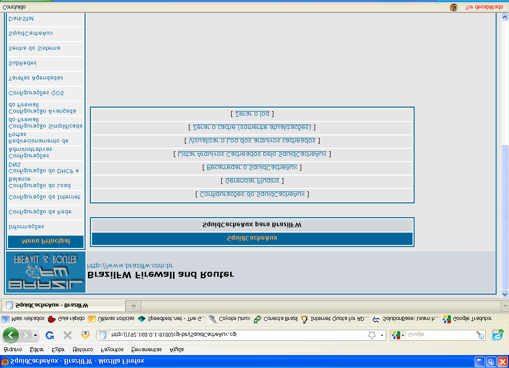 - Tela principal do SquidCacheaux Na figura abaixo (figura 01) veremos a tela principal do SquidCacheAux (todos os links são auto-explicativos,