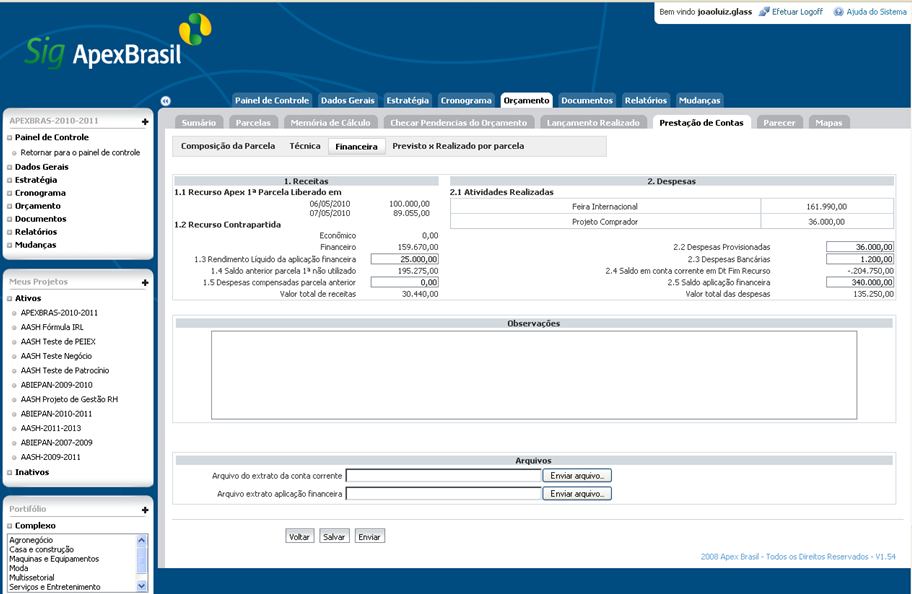 PASSO 3 Balanço Financeiro Enviar para