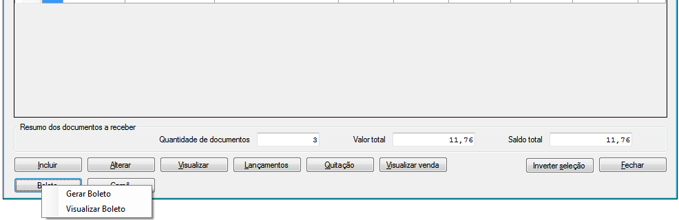 entre Gerar Boleto ou Visualizar Boleto (apenas para boletos já