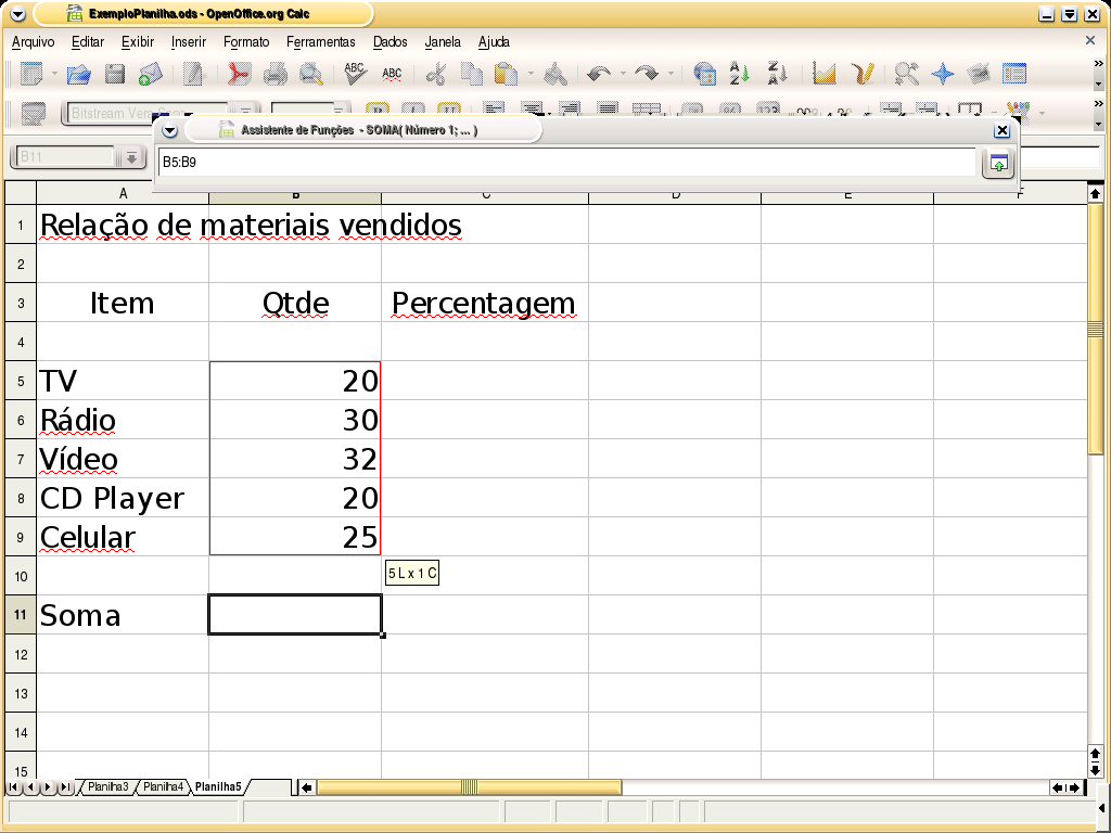 Figura 5.17: Exemplo de uso da função soma - 4 Para finalizar, clique no botão maximizar.