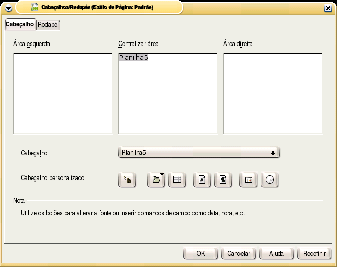 6.5 Cabeçalhos e Rodapés Esse comando permite ao usuário definir e formatar o cabeçalho e o rodapé do documento que está sendo editado.