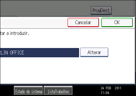 Procurar um Destino no Livro de Endereços 1. Prima o separador do tipo de transmissão para mudar o tipo de transmissão para fax/ip-fax, Internet Fax, e-mail ou pasta. 2. Prima [NºRegisto].