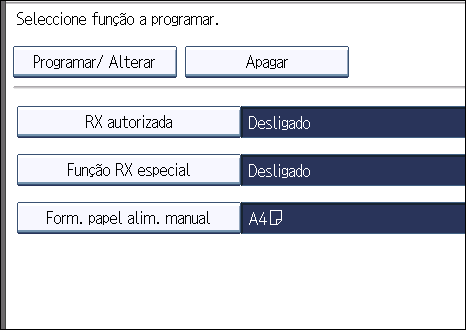 7. Funções de Fax Seleccionar [Igual às defin básicas] resulta na mesma definição efectuada para "Bandeja de papel" no "Modo recepção".