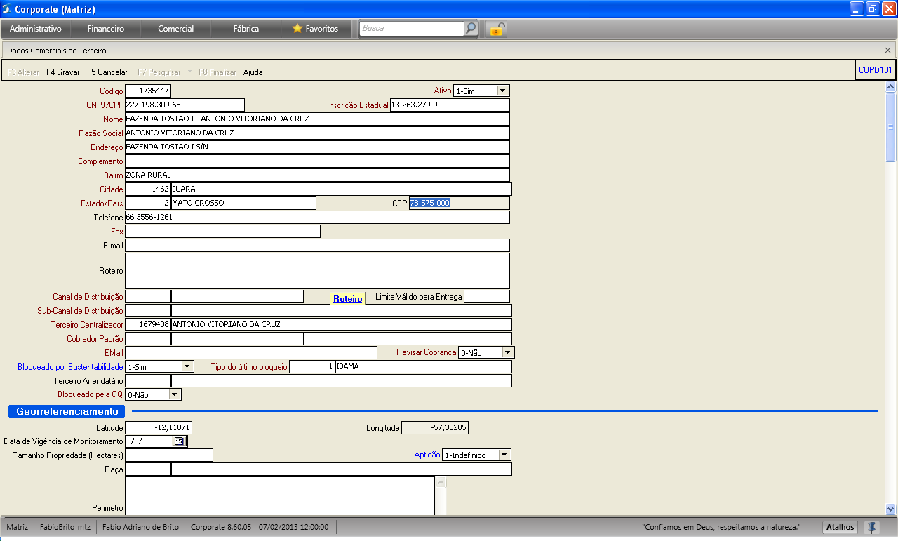 Sistema ERP-JBS - BLOQUEIO AUTOMÁTICO