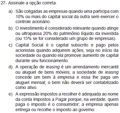 Contas Saldos 04 - Amortização Acumulada 25 08 - Capital Social 335 10 - Comissões Ativas 46 13 - Depreciação Acumulada 45 15 - Descontos Obtidos 17 18 - Duplicatas a Pagar 115 19 - Duplicatas