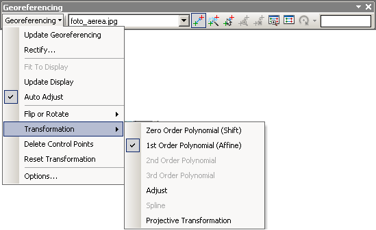 Rasters Georreferenciar Transformation Consultar o manual do ArcMap para verificar qual é a melhor para cada caso.