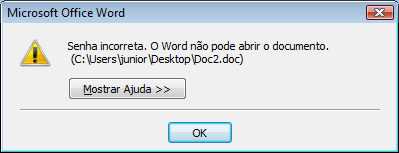 Caso a senha seja colocada errada o próprio Word lhe informará que a senha está incorreta Depois digite a senha correta para que o documento seja aberto Inserir Nota no rodapé Definição: Notas de