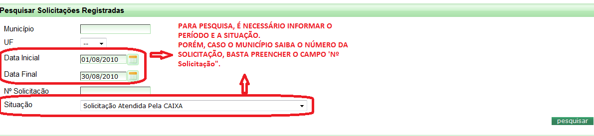 Figura 20. Tela Pesquisar Solicitações Registradas confirmação de exclusão 4.3.