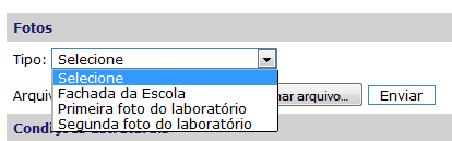 8. Em seguida aparecerá um formulário. Informe todas as questões relativas às condições estruturais da sala de informática. (preencha o atestado conforme a realidade da sala).