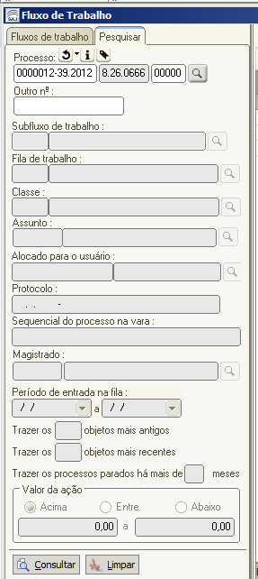 12.2 No exemplo abaixo o processo pesquisado está nas filas Intimar e Ag. Audiência de Conciliação.