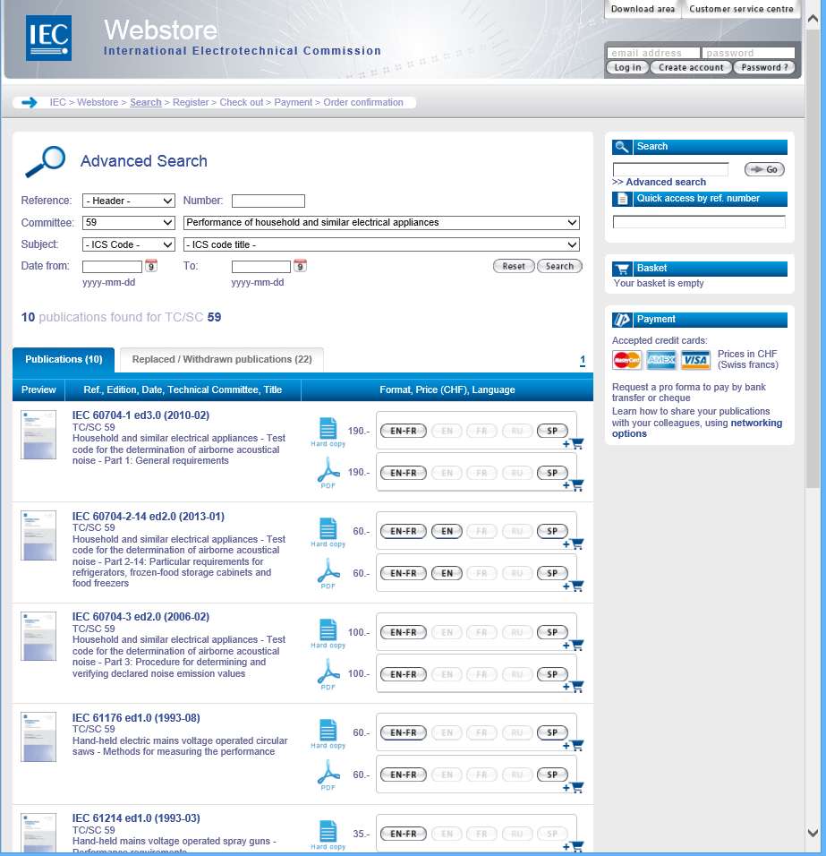 Informação sobre normas