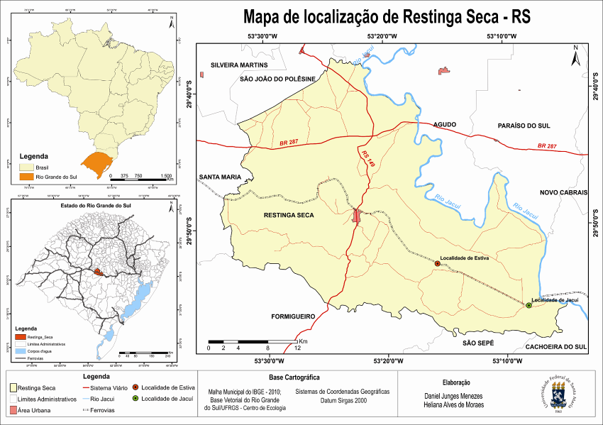 Figura 01: Mapa de localização da área de estudo. Org.: Daniel Junges Menezes e Heliana de Moraes Alves, 2013. Fonte: ALVES, 2013.