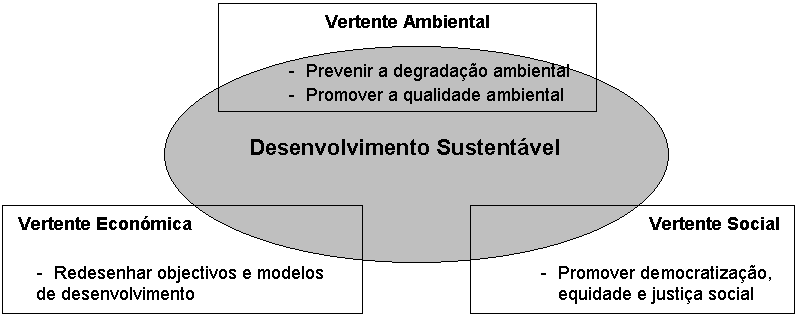 DESENVOLVIMENTO D E S E N V O L V I M E N T O S U S T E N T Á V E L Um processo de desenvolvimento económico, social e político de forma a assegurar a satisfação das necessidades do presente sem