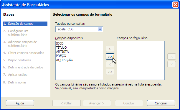 Editando dados Versão 1.1 São criados de duas maneiras: (1) na exibição de design e (2) usando o assistente. A primeira exige um certo domínio sobre os formulários do BrOffice.