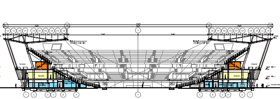 Figura 3 Planta Baixa Nível 1 Arena 1. Figura 4 Corte A. Figura 5 Corte B.