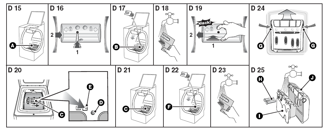 22 MANUTENÇÃO DAS PEÇAS INTERNAS Para garantir uma melhor higiene, recomendamos: deixar a tampa aberta algum tempo após a lavagem limpar, aproximadamente uma vez por mês, as partes de plástico e de