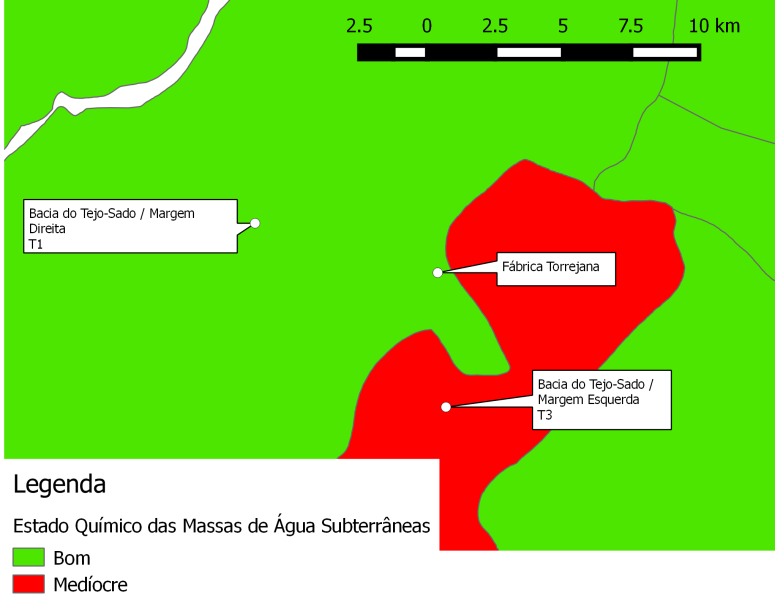 De acordo com a informação constante no PGBH, esta massa de água subterrânea Bacia do Tejo- Sado / Margem Direita, apresenta um estado