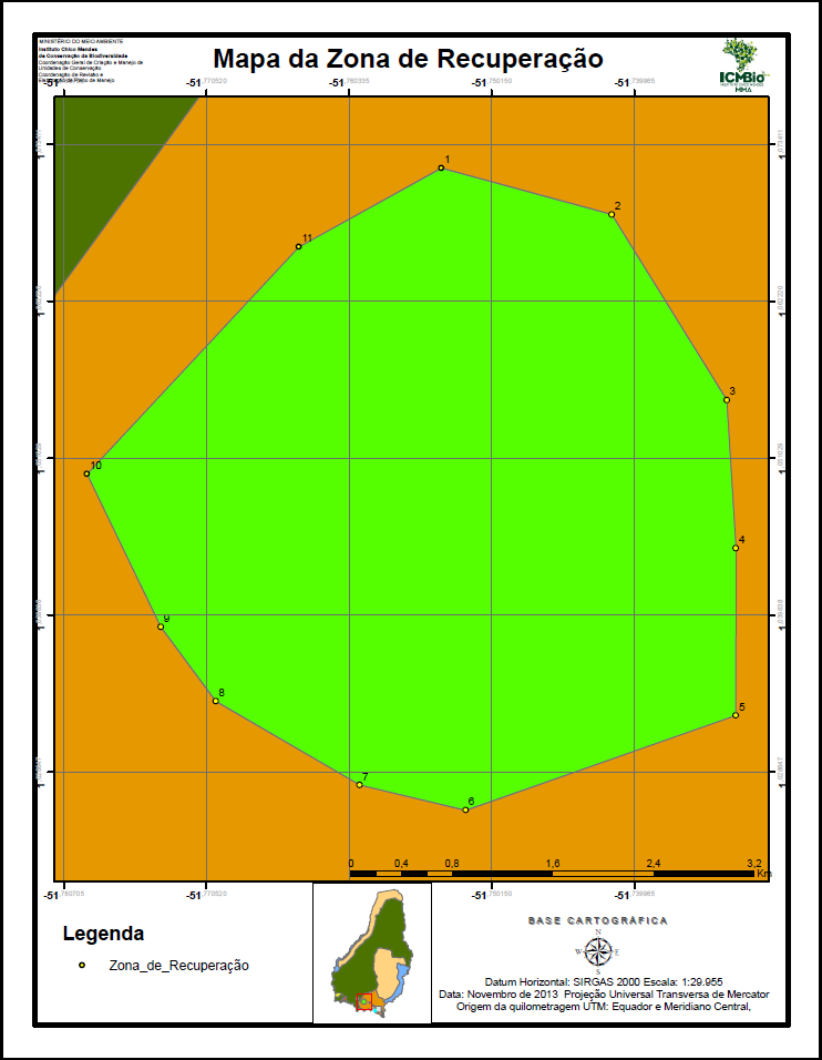 Anex 13: Mapa e Memrial Descritiv da Zna de Recuperaçã Inicia-se a descriçã deste perímetr n vértice 1, lcalizada na Zna de Manej Cmunitári, e que é definid pelas crdenadas X: 949.993,57 e Y: 3.741.