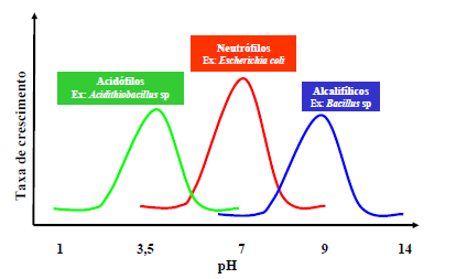 Efeito do ph no crescimento microbiano A maioria das bactérias cresce melhor