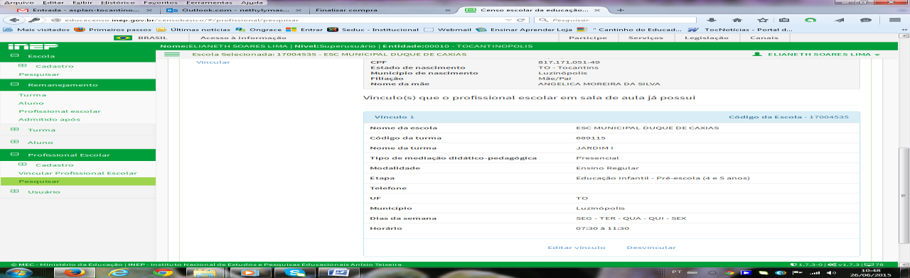 Atenção: É importante e necessário fazer uma verificação dos dados dos docentes, atualizar e ou corrigi-los. Informar os cursos de graduação, pós e outros que ele tem diploma.