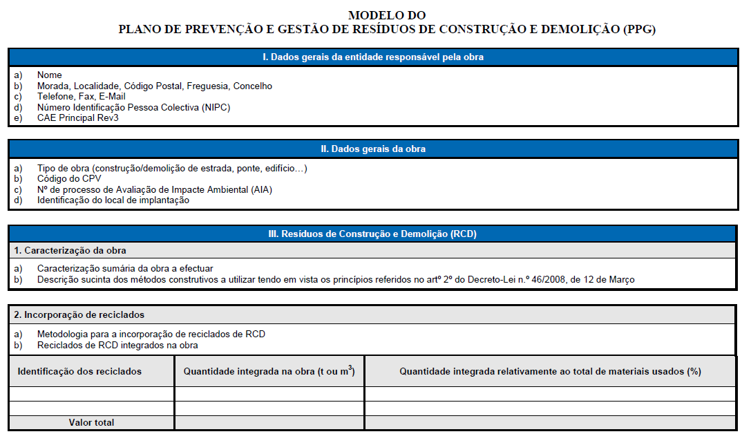 36 A existência na obra de um sistema de acondicionamento adequado que permita a gestão seletiva dos RCD; A aplicação em obra de uma metodologia de triagem de RCD ou, nos casos em que tal não seja