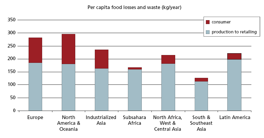 Perdas e desperdícios alimentares per capita,