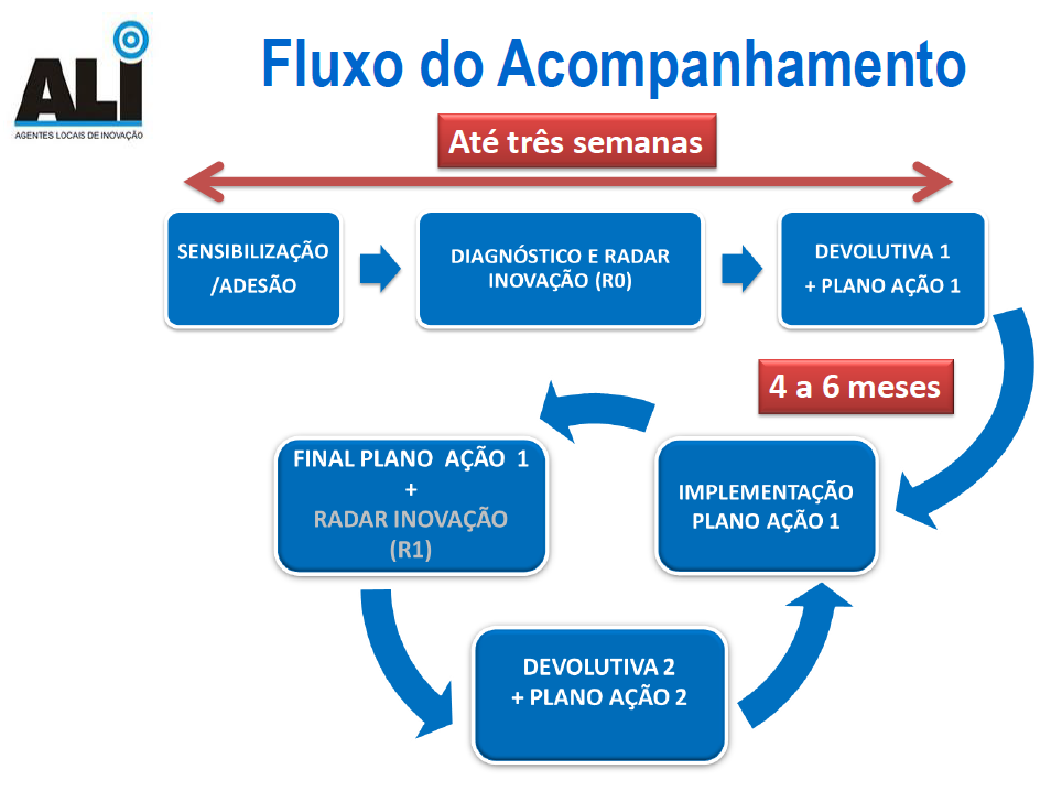 Implementação / descrição: (i) identificação das oportunidades de inovação através do primeiro plano de ação; (ii) aproximação da empresa com uma instituição provedora de soluções, visando as