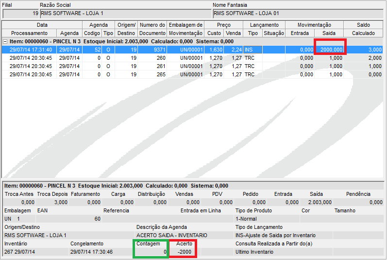 Criando um inventário e digitando ZERO