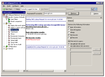 TOOLS O GFI N.S.S, é distribuído com algumas ferramentas de rede que permitem ajudar a reparar problemas na rede, e assistir nas tarefas de administração.