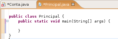 O Eclipse sugerirá a criação do método main completo; selecione esta opção. O control + espaço é chamado de code assist. Assim como os quick fixes são de extrema importância.