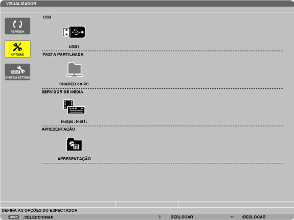 4. Usando o Visualizador Nomes e funções da tela de Visualizador O Visualizador contém quatro telas: Tela de lista de discos, tela de Miniaturas e tela de Slide.