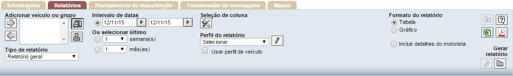 Como gerar um relatório Dynafleet Relatório de Eficiência de Combustível Salvar relatório