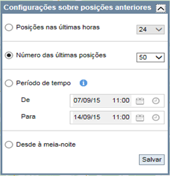 Como visualizar um veículo no mapa Para visualizar o histórico de posições no mapa, devemos selecionar o veículo, depois clicar no ícone Configurações sobre posições