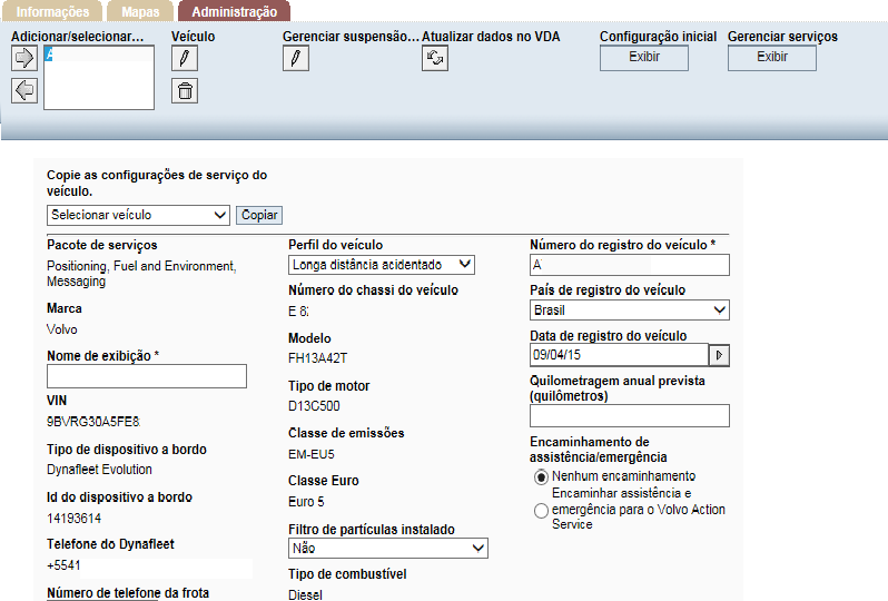 Modificar a configuração do veículo (nome, excesso de velocidade, etc) Altere os campos conforme necessidade e clique em Avançar.