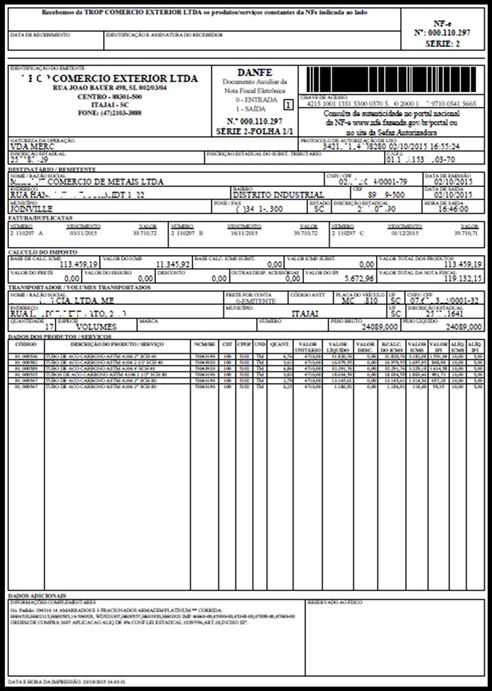 Figura 12 DANFE modelo ACBr. 3.1.3 MANIPULAÇÃO DE RESUMO COM MANIFESTAÇÃO Ao selecionar um documento de utilizar o botão o sistema habilita uma tela semelhante à Figura 13, com as informações básicas do XML.