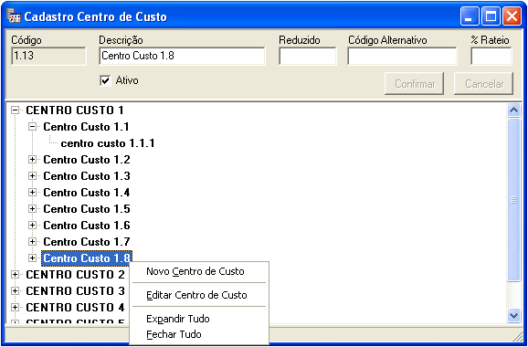 3.4 Centros de Custos - Pad_CadCentroCusto.