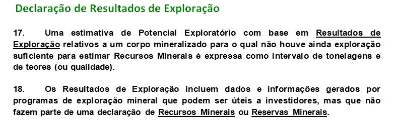 Relação Geral entre Resultados de Exploração, Recursos e Reservas Minerais A Figura 1 do Guia CBRR estabelece o contexto para classificar as estimativas de tonelagem e teores que refletem diferentes