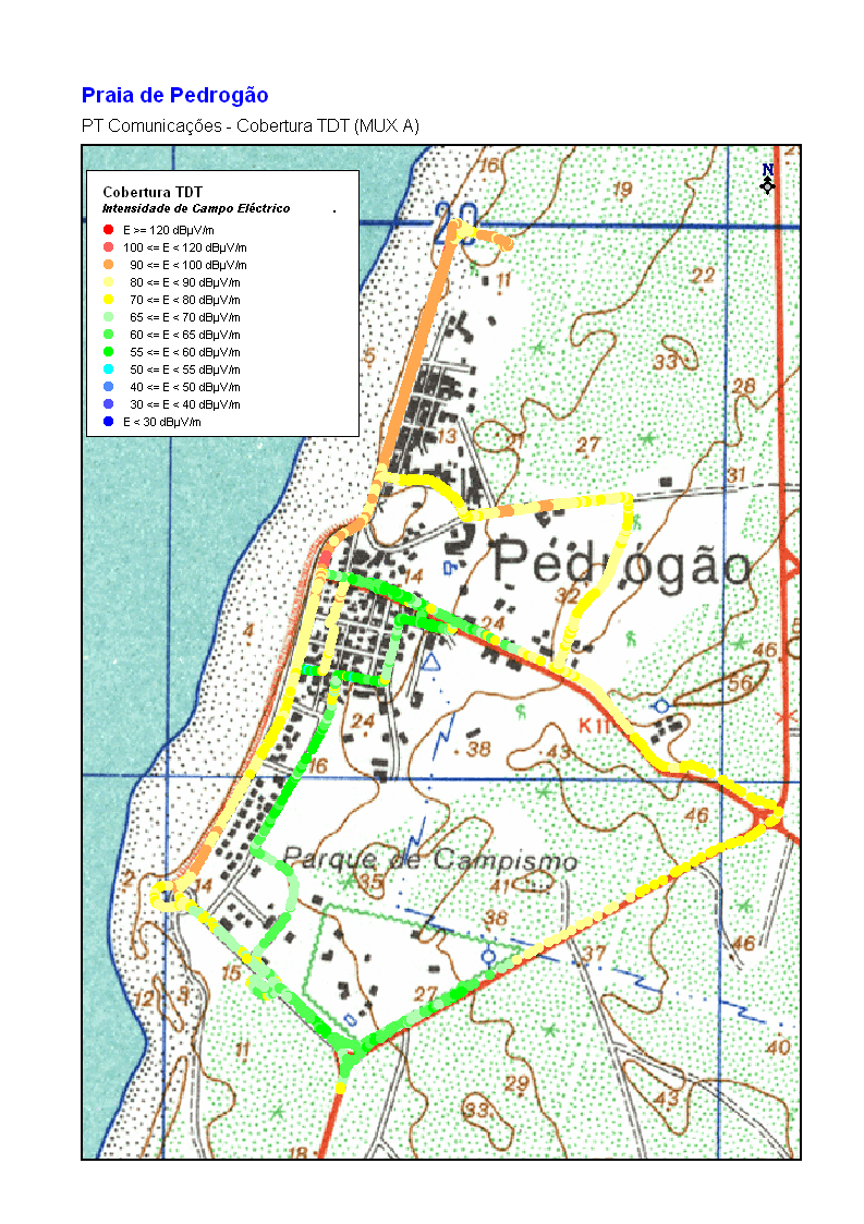 Mapa de intensidade de campo eléctrico