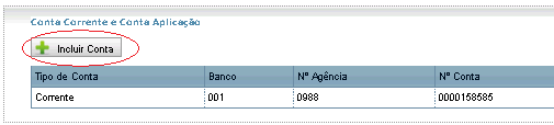 7 utilizada já esteja registrada nessa tela. Isso pode ser feito clicando no botão Incluir Conta, que aparece na tela.