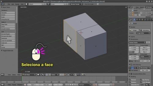 No modo de edição é possível selecionar vértices, arestas e faces (vertex, edge e face), para selecionar mais de um vértice basta pressionar o botão SHIFT + clique com botão esquerdo do mouse, isso