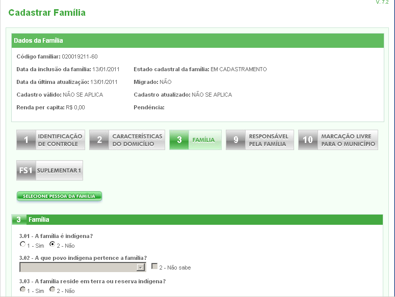 Tela exibida após a alteração dos dados do Bloco 2 6.