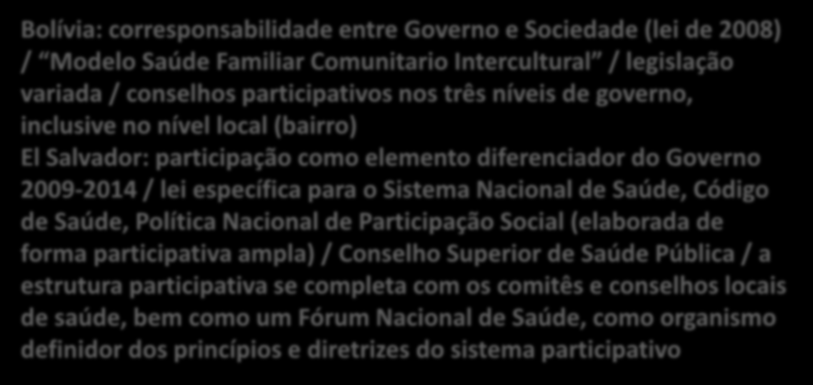 MARCO LEGAL: (II) Todos os países têm inscrita a participação social em suas constituições políticas.