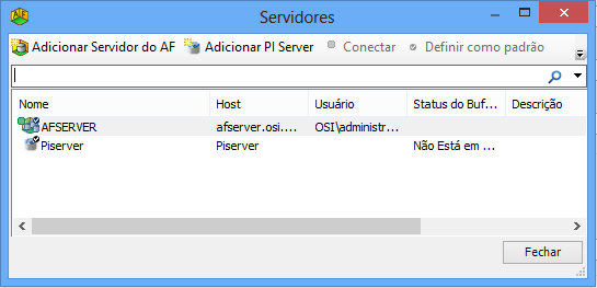 Notificações Procedimento 1. Na guia Pesquisar da janela Pesquisa de notificações, clique em Mostrar lista ao lado da lista PI Systems para abrir a janela AF Servers. 2.