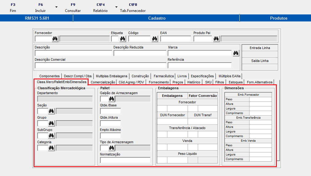 Cadastro de Produtos [VABUITEM] Os dados relativos ao cadastro de produtos são exibidos no programa Cadastro Produtos como na Imagem 1, na aba nomeada Class.